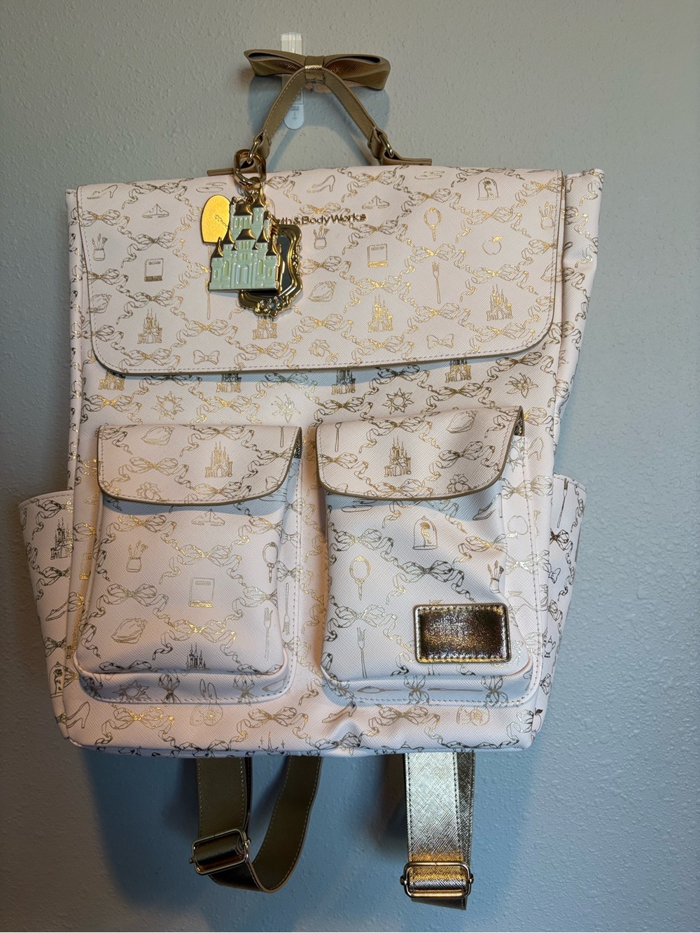 Bath & Body Works Light Pink Backpack with Gold Accents
